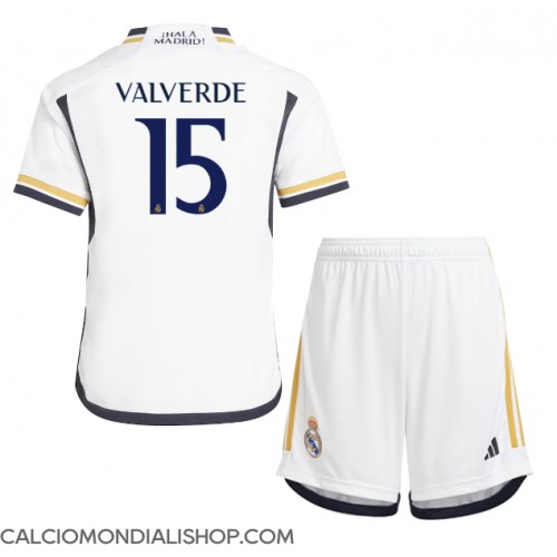 Maglie da calcio Real Madrid Federico Valverde #15 Prima Maglia Bambino 2023-24 Manica Corta (+ Pantaloni corti)